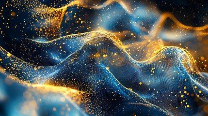 Wall Mural - abstract cloud computing with digital flow blue and golden data