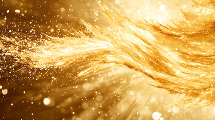 Poster - Glowing Golden Abstract Swirling Light and Texture Background