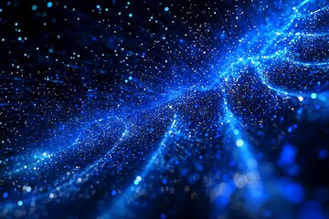 cloud computing in the digital realm with abstract blue light and data motion