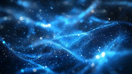 Wall Mural - cloud technology visualized in digital space with data flow and blue light