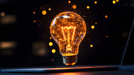 Poster - Illuminating Concept of Creativity with Light Bulb and Sparks