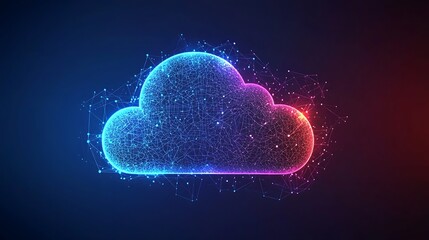 Wall Mural - digital futuristic world cloud computing with glowing light and data motion