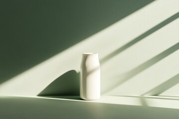 Fototapete - A white ceramic bottle sits in sunlit room with shadows