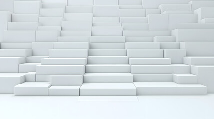 Poster - Minimalist Architecture Stairs Design with Clean White Surfaces