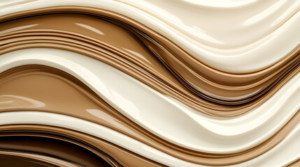 Poster - smooth waves of creamy brown and white texture for modern design