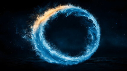 Poster - stunning abstract cosmic swirl with blue and orange colors