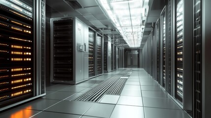 Poster - dynamic rendering of a server room cloud gigapixel digital environment tech hub futuristic concept