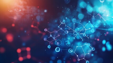Poster - Floating molecules in dynamic abstract background digital environment motion graphics science concept