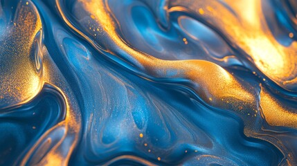 Poster - Dynamic abstract blue and gold backdrop digital art virtual space visual design high-resolution concept