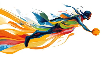 Poster - Creating a dynamic abstract design showcase virtual studio digital art abstract environment eye-level view colorful swooshes
