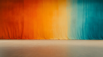 Poster - Vibrant Colorful Fabric Drapes in a Studio Setting for Background Use