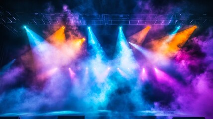 Poster - Dynamic light display concert stage gigapixel imagery vibrant environment high-resolution viewpoint colorful concept