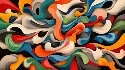 Poster - vibrant swirling abstract waves in multicolored patterns