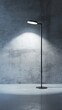 © SHIZU - シンプルな黒いフロアランプとダークなテクスチャ壁のモダンインテリア | Modern Interior with Black Floor Lamp and Dark Textured Wall