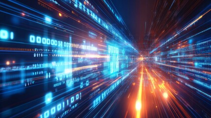 Poster - Explore virtual cyberspace digital realm gigapixel background futuristic environment immersive viewpoint glowing light concept