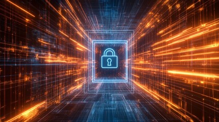 Poster - Unlocking digital security virtual space graphic display futuristic environment close-up view virtual lock icon concept
