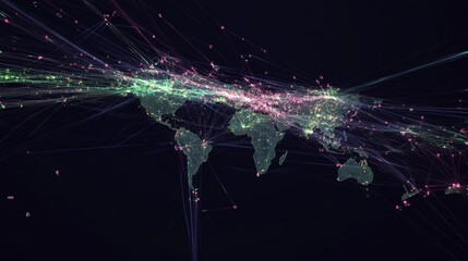 Poster - visualizing global distribution worldwide gigapixel map digital environment aerial view global data 