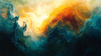 dynamic cosmic scene with rich colors and textures