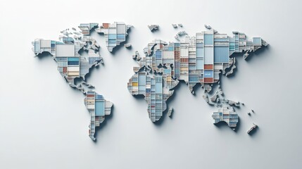 Poster - Creating an elegant world map from shipping co gigapixel global art virtual aerial shipping industry