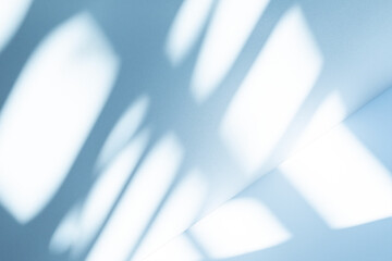 Poster - Wall interior background, studio and backdrops show products. with soft light shadow from window color blue and white. background for text insertion and presentation of product	