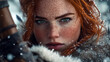 © ifoto - Woman with red hair and freckles, exuding strength and beauty.