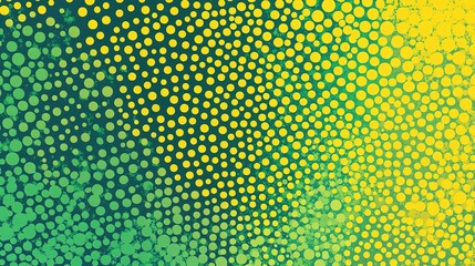 Poster - Green and Yellow Halftone Dots Pattern with Vibrant Color Hues