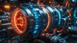 © Omkeni - Futuristic engine glowing, industrial backdrop, technology concept