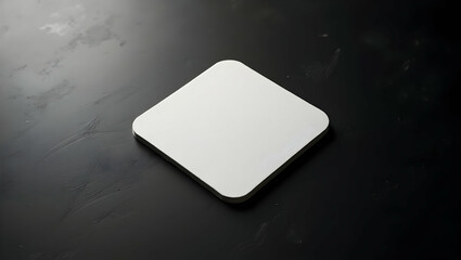 Poster - Minimalist stark still life, White square with rounded edges on a dark textured surface