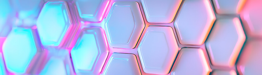 Poster - Dynamic hexagonal pattern in vibrant colors abstract design graphic art futuristic environment close-up perspective