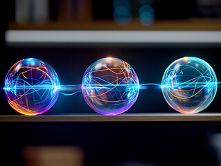 Poster - Dynamic energy transmission abstract laboratory digital art modern environment close-up view scientific concept