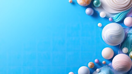 Poster - Colorful Decoration with Abstract Shapes on Blue Background