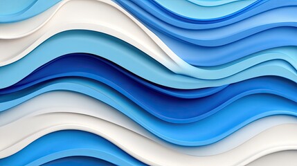 Poster - Abstract Wavy Pattern in Shades of Blue and White for Background Design