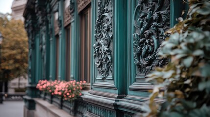 Poster - Ornate Architectural Details on Historic Building Exterior Decor