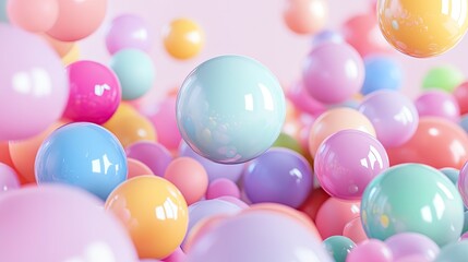 Aufkleber - colorful pastel bubbles floating in dreamy pastel background