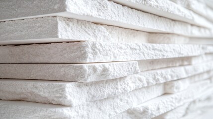 Poster - Textured White Stones Stacked Neatly in a Natural Arrangement