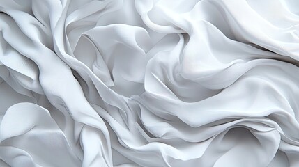 Poster - Soft White Fabric Texture with Elegant Flowing Ribbons and Folds