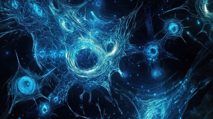 Poster - Futuristic Abstract Medical Background with Glowing Cell Structures