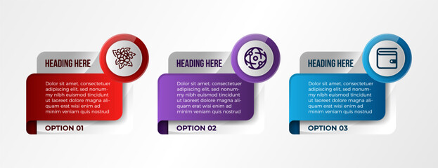 Poster - set of three options of gradient infographic rounded frame simple. modern simple business infographic template vertical with multi colored circles icons on white background
