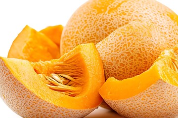 Wall Mural - Sliced pumpkin isolated on white background. Clipping Path.