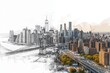 © Petr - Artistic composition of new york skyline  architectural sketch meets warm toned aerial photograph