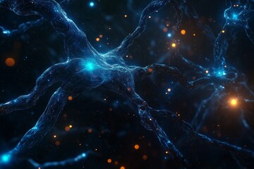 Fototapete - Dynamic abstract network of interconnected nodes illustrating complex ai connections and data flow
