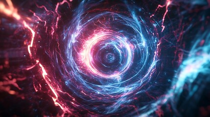 Wall Mural - thunderous energy in a fantasy space galaxy earthly dimensions vivid digital art cosmic environment