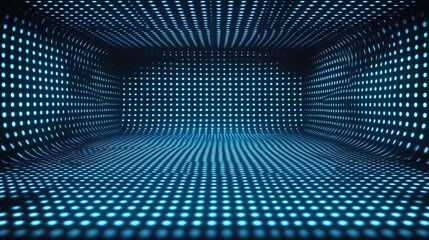 Poster - High Tech Blue Digital Background with Matrix Pattern and Dots
