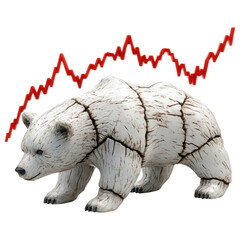 Poster - Business clipart, Bear symbolizing bearish market trend with fluctuating graph