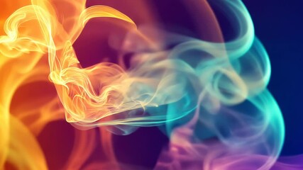 Poster - Abstract colorful smoke waves in vibrant blue, orange, and purple hues. Generated AI