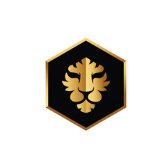 Wall Mural - hexagonal lion head symbol illustration
