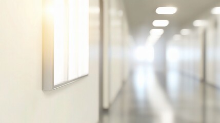 Poster - Blurred Hospital Corridor with Bright Lighting in Modern Setting