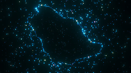 Wall Mural - futuristic digital visualization of saudi arabia map composed of glowing blue particles. the abstrac
