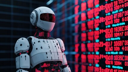 Poster - Robotic innovation displaying data analysis futuristic lab digital art high-tech environment close-up view ai development