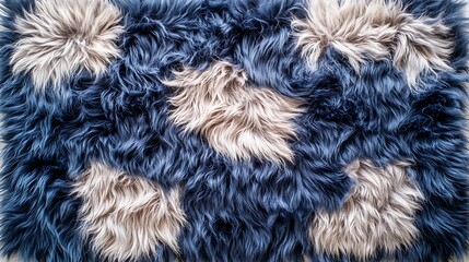 blue and white fur carpet, modern interior background